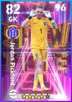 Jordan Pickford eFootball 2026 player card — 82 OVR GK