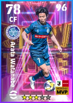 Arata Watanabe eFootball 2026 player card — 78 OVR CF