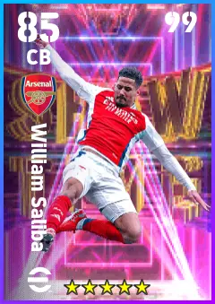 William Saliba eFootball 2026 player card — 85 OVR CB
