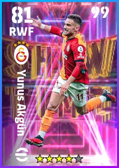 Yunus Akgun eFootball 2026 player card — 81 OVR RWF
