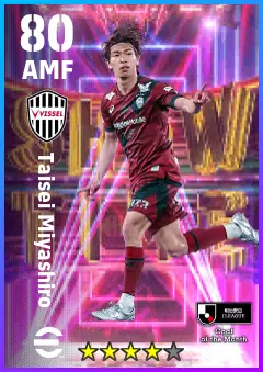 Taisei Miyashiro eFootball 2026 player card — 80 OVR AMF