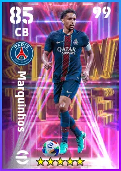 Marquinhos eFootball 2026 player card — 85 OVR CB