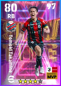 Tomoki Takamine eFootball 2026 player card — 80 OVR RB