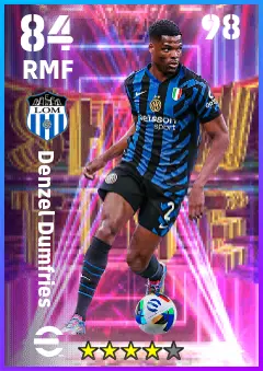 Denzel Dumfries eFootball 2026 player card — 84 OVR RMF