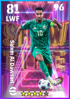 Salem Al Dawsari eFootball 2026 player card — 81 OVR LWF