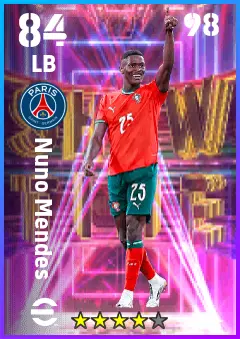 Nuno Mendes eFootball 2026 player card — 84 OVR LB