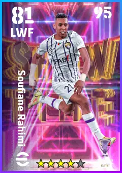 Soufiane Rahimi eFootball 2026 player card — 81 OVR LWF