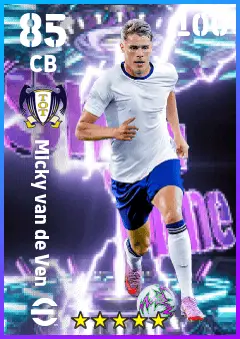 Micky van de Ven eFootball 2026 player card — 85 OVR CB