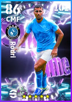 Rodri eFootball 2026 player card — 86 OVR CMF
