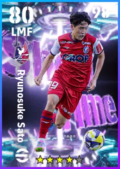 Ryunosuke Sato eFootball 2026 player card — 80 OVR LMF