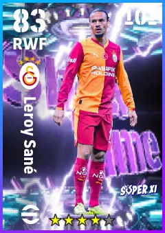 Leroy Sane eFootball 2026 player card — 83 OVR RWF