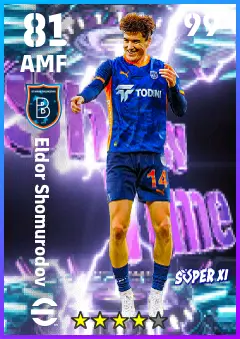 Eldor Shomurodov eFootball 2026 player card — 81 OVR AMF