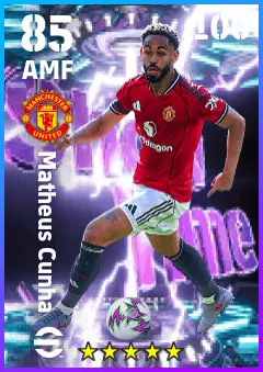 Matheus Cunha eFootball 2026 player card — 85 OVR AMF