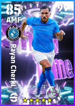 Rayan Cherki eFootball 2026 player card — 85 OVR AMF