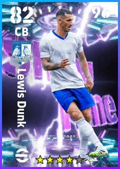 Lewis Dunk eFootball 2026 player card — 82 OVR CB
