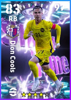 Dion Cools eFootball 2026 player card — 83 OVR RB