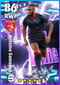 Antoine Semenyo eFootball 2026 player card — 86 OVR RWF