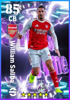 William Saliba eFootball 2026 player card — 85 OVR CB
