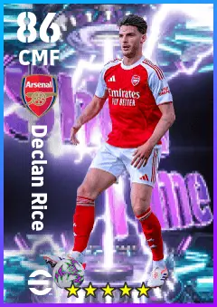 Declan Rice eFootball 2026 player card — 86 OVR CMF