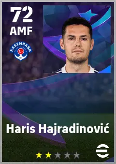 Haris Hajradinovic eFootball 2026 player card — 72 OVR AMF
