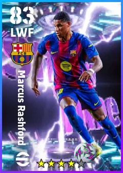 Marcus Rashford eFootball 2026 player card — 83 OVR LWF