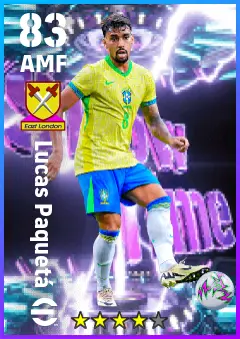 Lucas Paqueta eFootball 2026 player card — 83 OVR AMF