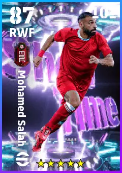 Mohamed Salah eFootball 2026 player card — 87 OVR RWF