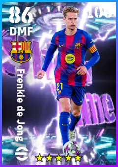 Frenkie de Jong eFootball 2026 player card — 86 OVR DMF