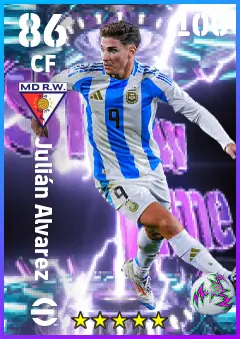 Julian Alvarez eFootball 2026 player card — 86 OVR CF