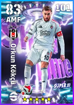 Orkun Kokcu eFootball 2026 player card — 83 OVR AMF