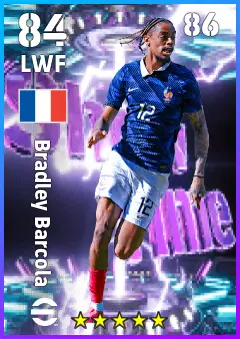 Bradley Barcola eFootball 2026 player card — 84 OVR LWF