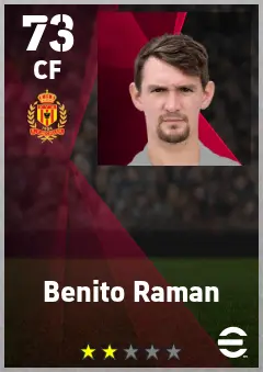 Benito Raman eFootball 2026 player card — 73 OVR CF