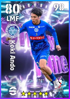 Koki Ando eFootball 2026 player card — 80 OVR LMF