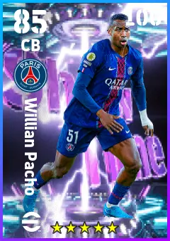 Willian Pacho eFootball 2026 player card — 85 OVR CB