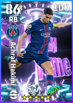 Achraf Hakimi eFootball 2026 player card — 86 OVR RB