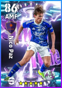 Nico Paz eFootball 2026 player card — 86 OVR AMF