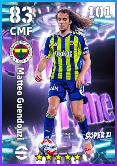 Matteo Guendouzi eFootball 2026 player card — 83 OVR CMF