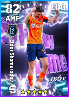 Eldor Shomurodov eFootball 2026 player card — 82 OVR AMF