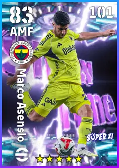 Marco Asensio eFootball 2026 player card — 83 OVR AMF