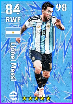Lionel Messi eFootball 2026 player card — 84 OVR RWF