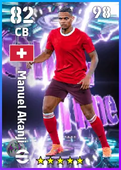 Manuel Akanji eFootball 2026 player card — 82 OVR CB