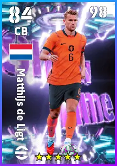 Matthijs de Ligt eFootball 2026 player card — 84 OVR CB