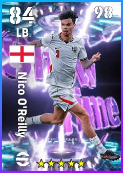 Nico O Reilly eFootball 2026 player card — 84 OVR LB