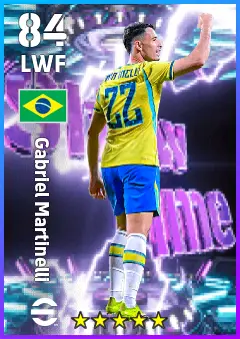 Gabriel Martinelli eFootball 2026 player card — 84 OVR LWF