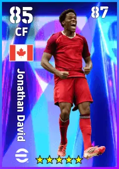 Jonathan David eFootball 2026 player card — 85 OVR CF
