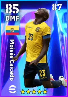 Moises Caicedo eFootball 2026 player card — 85 OVR DMF