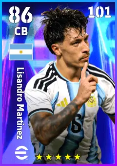 Lisandro Martinez eFootball 2026 player card — 86 OVR CB