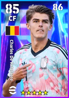Charles De Ketelaere eFootball 2026 player card — 85 OVR CF