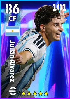 Julian Alvarez eFootball 2026 player card — 86 OVR CF