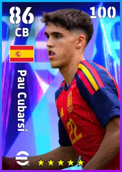 Pau Cubarsi eFootball 2026 player card — 86 OVR CB